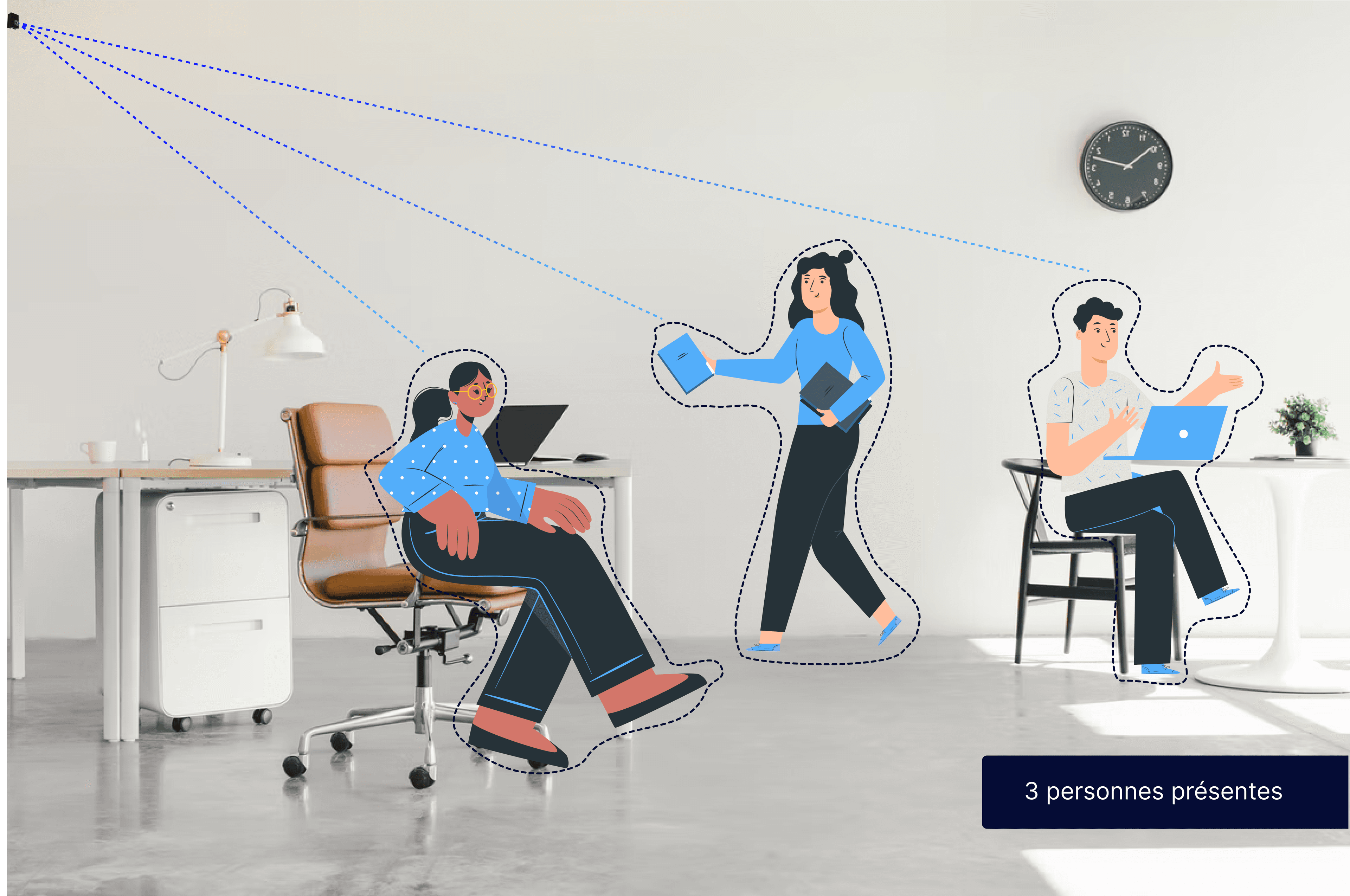 Détection des personnes présentes dans un espace partagé